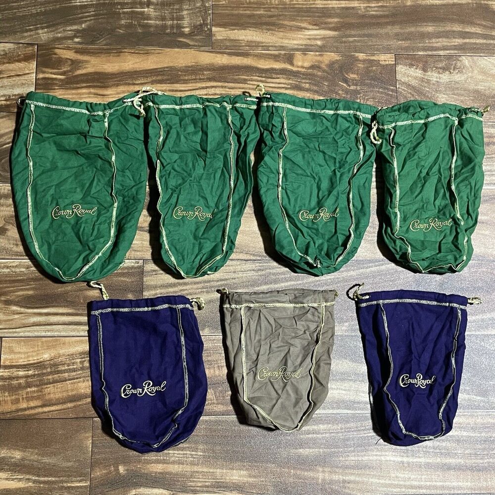 Lot of 50 Crown Royal Purple / Green / Brown Drawstring Bags - Most Large - Picture 7 of 10